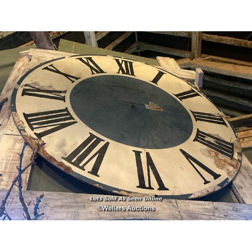 94 - 19TH CENTURY PAINTED METAL CLOCK FASCIA, DIAMETER 224CM