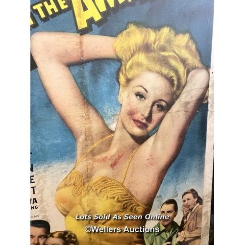 96 - 'ANGLE ON THE AMAZON' FILM POSTER, 1940'S PASTED ONTO BOARD FOR THEATRICAL USE, POSTER SIZE 69 X 104... 