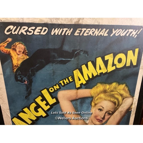 96 - 'ANGLE ON THE AMAZON' FILM POSTER, 1940'S PASTED ONTO BOARD FOR THEATRICAL USE, POSTER SIZE 69 X 104... 