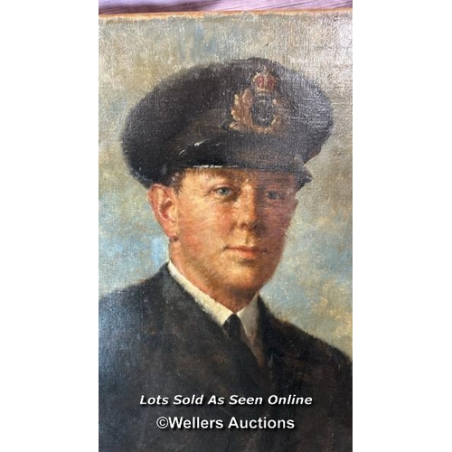 211 - OIL ON CANVAS BY H. RIDDLE, DEPICTING NAVAL OFFICER, 61 X 51CM