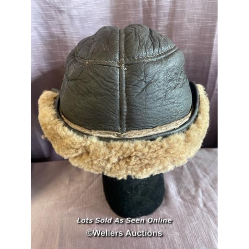 388 - USAAF AIR CREW FUR LINED LEATHER AIR CREW CAP (POST WAR OR RE-ENACTMENT)