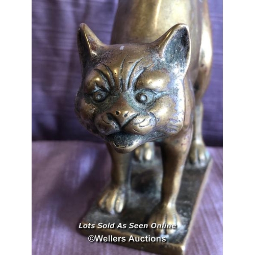 411 - BRONZE CAT MASCOT, HEIGHT 14CM