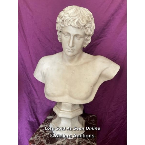 412 - 19TH CENTURY MARBLE BUST OF ANTINOUS, 55 X 23 (BASE) X 73.5CM - This lot is located away from the au... 