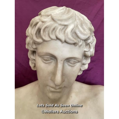 412 - 19TH CENTURY MARBLE BUST OF ANTINOUS, 55 X 23 (BASE) X 73.5CM - This lot is located away from the au... 