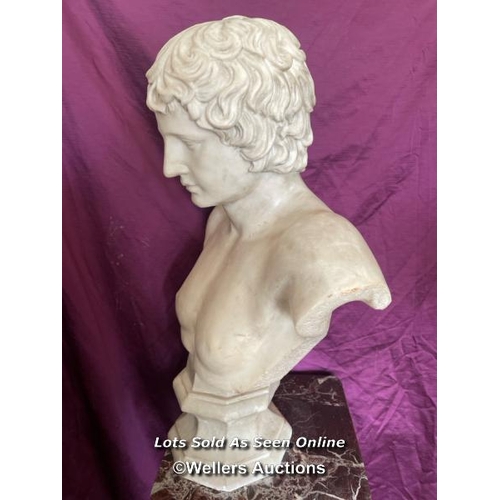 412 - 19TH CENTURY MARBLE BUST OF ANTINOUS, 55 X 23 (BASE) X 73.5CM - This lot is located away from the au... 