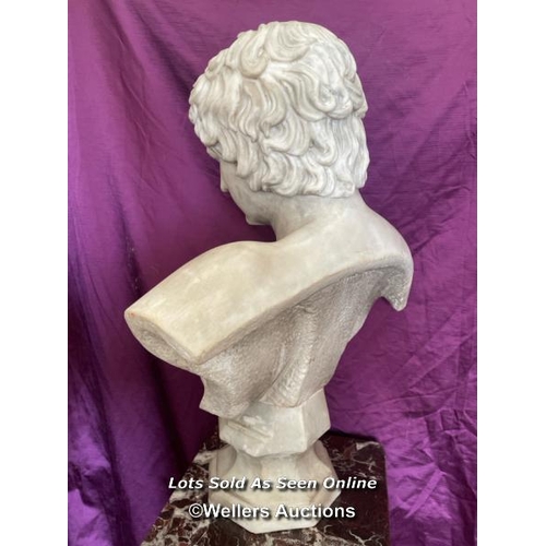 412 - 19TH CENTURY MARBLE BUST OF ANTINOUS, 55 X 23 (BASE) X 73.5CM - This lot is located away from the au... 