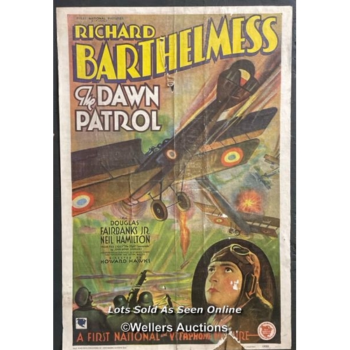 419 - 'THE DAWN PATROL' FILM POSTER, 1930, PASTED ONTO BOARD FOR THEATRICAL USE, POSTER SIZE 50 X 73.5CM