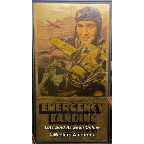 424 - 'EMERGENCY LANDING' STARRING FORREST TUCKER AND CAROL HUGHES, ORIGINAL FILM POSTER, PASTED ONTO BOAR... 