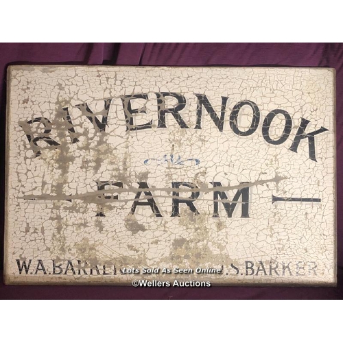 425 - 'RIVERNOOK FARM' PAINTED SIGN, 93.5 X 62.6CM