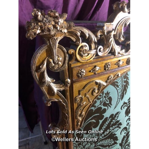 431 - LARGE AND IMPRESSIVE FIRE SCREEN, ITALIAN ORIGIN, WITH EXTENSIVE CARVING AND GILDING, 88 X 40 X 144C... 