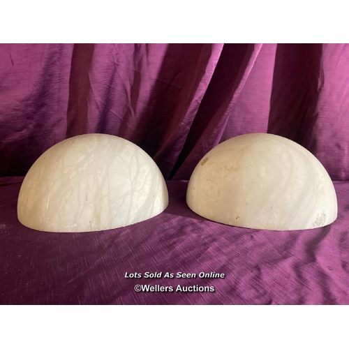 449 - PAIR OF ALABASTER WALL LIGHTS, WIDTH 26CM