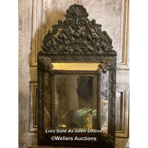 460 - PAIR OF EARLY 19TH CENTURY VENETIAN MIRRORS (ONE AS FOUND, PARTLY RESTORED) , 33 X 60CM