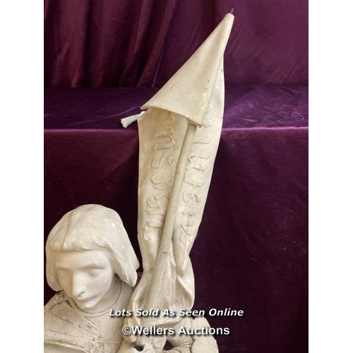 486 - PLASTER CAST STATUE OF JOAN OF ARC, MAID OF ORLEANS, ALL MAJOR PARTS PRESENT AND SOME REPAIR NEEDED ... 