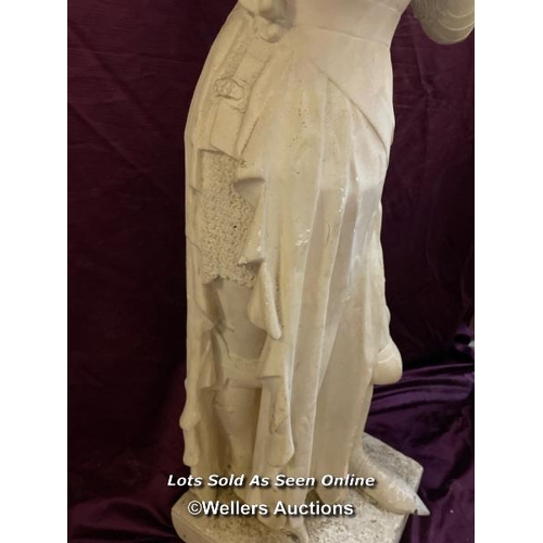 486 - PLASTER CAST STATUE OF JOAN OF ARC, MAID OF ORLEANS, ALL MAJOR PARTS PRESENT AND SOME REPAIR NEEDED ... 