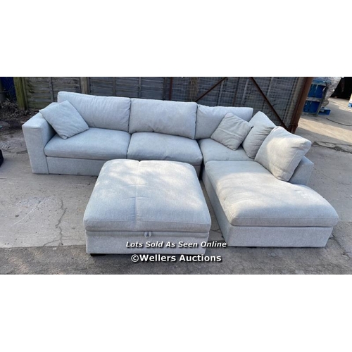 4701 - Thomasville Holmes Grey Fabric 3 Piece Sectional Sofa with Storage Ottoman - RRP: £1,999.99, / SOME ... 