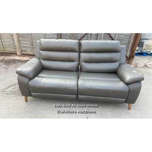 4702 - Ava Dark Grey Leather Power Reclining Large 2 Seater Sofa / POWERS UP / MINIMAL SIGNS OF USE