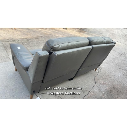 4702 - Ava Dark Grey Leather Power Reclining Large 2 Seater Sofa / POWERS UP / MINIMAL SIGNS OF USE