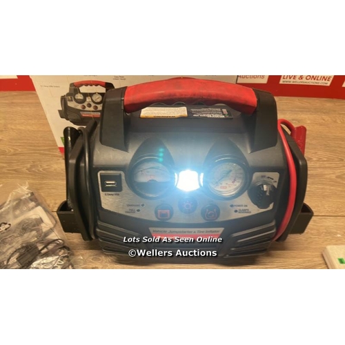 4042 - POWERSTATION PSX1004CE PORTABLE JUMP STARTER AND TYRE INFLATOR / POWERS UP / SIGNS OF USE / E86