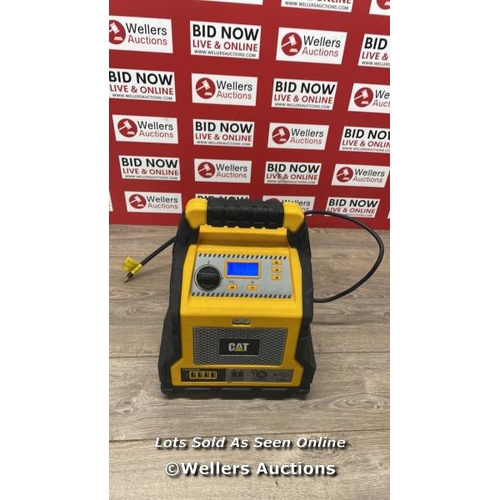 4090 - CAT 1200AMP JUMP STARTER, PORTABLE USB CHARGER AND AIR COMPRESSOR / POWERS UP / SIGNS OF USE / E82