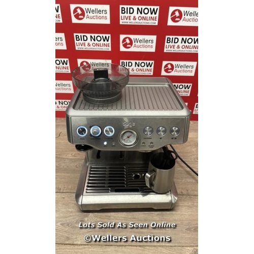 4100 - SAGE BARISTA EXPRESS BES875BSS PUMP COFFEE MACHINE / POWERS UP / SIGNS OF USE / E75