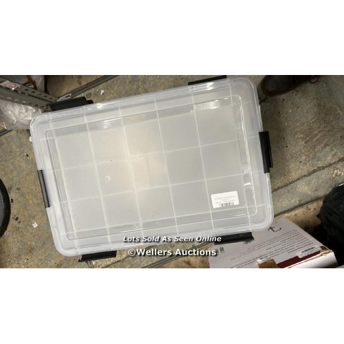 4693 - X3 STORAGE BOXES, ONE WITH LID - SEE IMAGES / B32