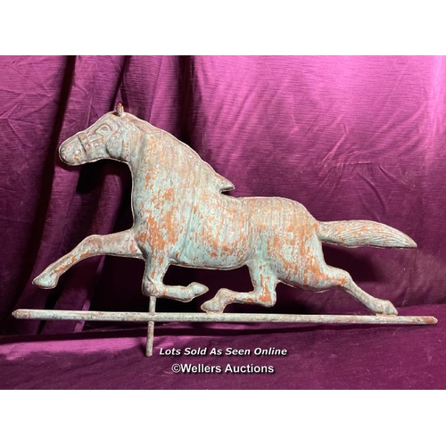 491 - COPPER HORSE WEATHER VAIN TOP, 80 X 46.5CM