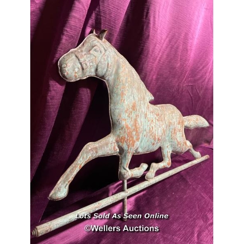 491 - COPPER HORSE WEATHER VAIN TOP, 80 X 46.5CM