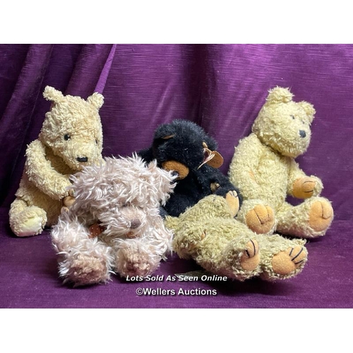 494 - FIVE VINTAGE SOFT TOYS INC. COLLECTIBLE TY, CLASSIC POOH, HOUSE OF VALENTINA COLLECTION