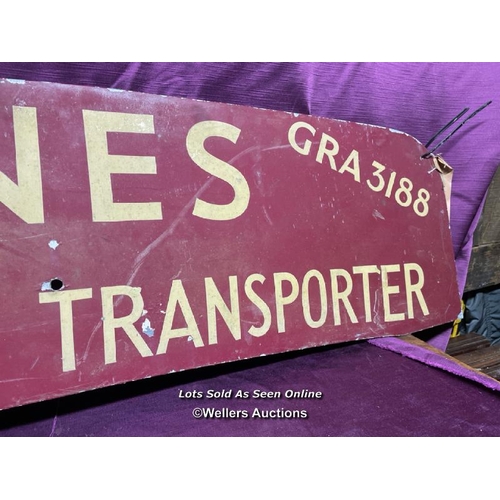 500 - A.R. BARNES HAULAGE AND LIVESTOCK TRANSPORTER, LONDON, ORIGINAL METAL SIGN, 168 X 31CM