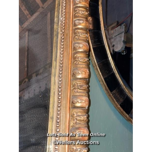 504 - 19TH CENTURY FRENCH GILT OVERMANTLE MIRROR WITH ORIGINAL PLATE, 126 X 180CM