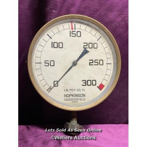 509 - BRASS HOPKINSON HUDDERSFIELD PRESSURE GAUGE, DIAMETER 26CM X HEIGHT 33CM