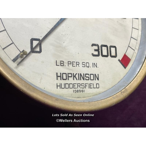 509 - BRASS HOPKINSON HUDDERSFIELD PRESSURE GAUGE, DIAMETER 26CM X HEIGHT 33CM