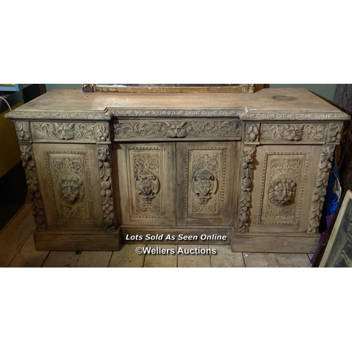 510 - 19TH CENTURY RENAISSANCE REVIVAL BLEACHED OAK DRESSER, 197 X 68.5 X 101CM