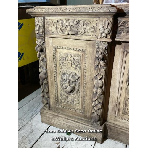 510 - 19TH CENTURY RENAISSANCE REVIVAL BLEACHED OAK DRESSER, 197 X 68.5 X 101CM