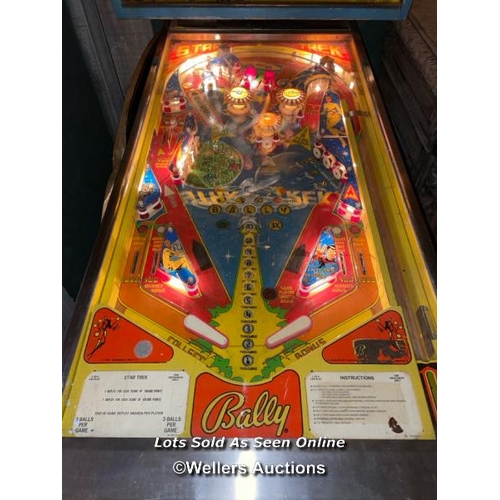 511 - BALLY STAR TREK PINBALL MACHINE 1979, 77 X 136 X 177CM, WITH ALTERNATIVE SOUND CARD, POWERS AND LIGH... 