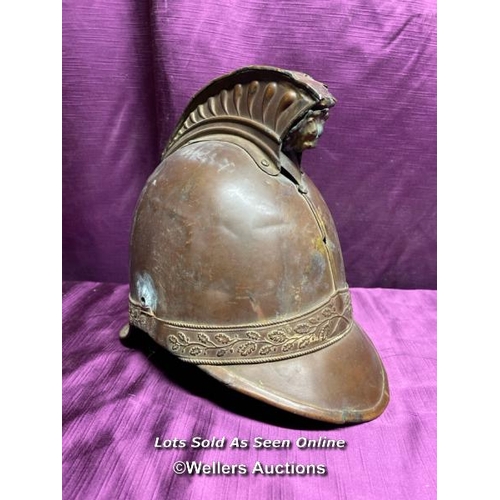 522 - 19TH CENTURY FRENCH SAPEURS AND POMPIERS HELMET, HEIGHT 24CM