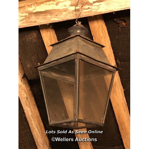 560 - EARLY 20TH CENTURY CONVERTED HANGING LANTERN, 34 X 60CM