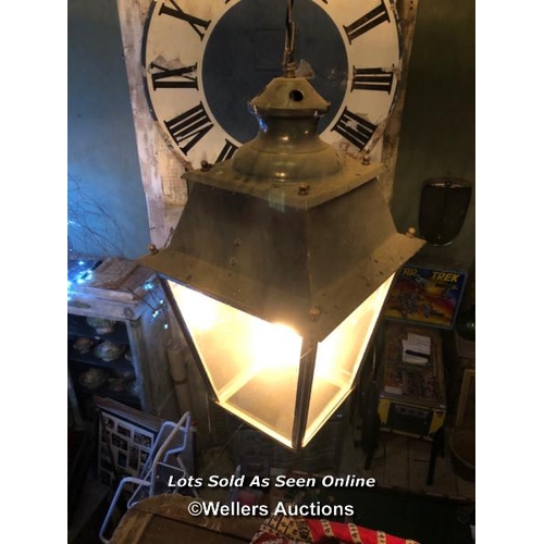 563 - EARLY 20TH CENTURY CONVERTED HANGING LANTERN, 34 X 60CM