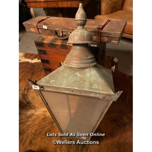 564 - COPPER STREET LANTERN, 44 X 83CM