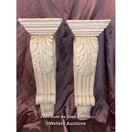 570 - PAIR OF 19TH CENTURY PLASTER CORBELS, HEIGHT 79CM