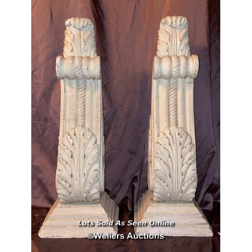 570 - PAIR OF 19TH CENTURY PLASTER CORBELS, HEIGHT 79CM