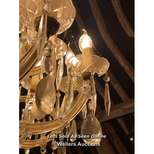 572 - EARLY 20TH CENTURY ITALIAN CHANDELIER, APPEARS TO BE COMPLETE AND WORKING AS SHOWN, SEVEN ARMS SPLIT... 