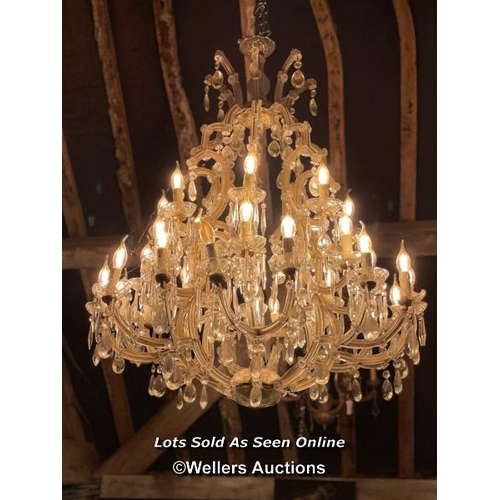 572 - EARLY 20TH CENTURY ITALIAN CHANDELIER, APPEARS TO BE COMPLETE AND WORKING AS SHOWN, SEVEN ARMS SPLIT... 