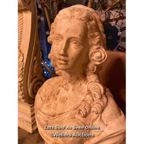 574 - 20TH CENTURY PLASTER BUST, POSSIBLY MARIE ANTOINETTE, HEIGHT 52CM