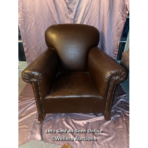 575 - 1920'S FAUX LEATHER CLUB CHAIR, 85 X 67 X 80CM