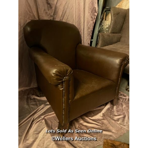 575 - 1920'S FAUX LEATHER CLUB CHAIR, 85 X 67 X 80CM