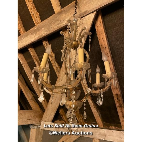 596 - EARLY 20TH CENTURY ITALIAN CHANDELIER, FOR RESTORATION, DIAMETER 6CM X HEIGHT 86CM