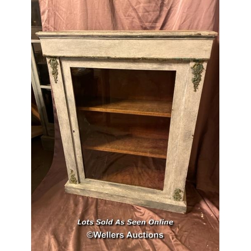 610 - 19TH CENTURY FRENCH PAINTED GLAZED BOOKCASE WITH ORMULU MOUNTS, 75 X 30 X 96.5CM