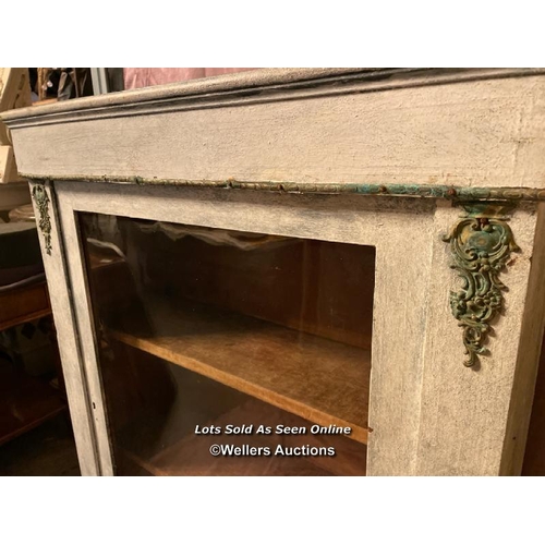 610 - 19TH CENTURY FRENCH PAINTED GLAZED BOOKCASE WITH ORMULU MOUNTS, 75 X 30 X 96.5CM