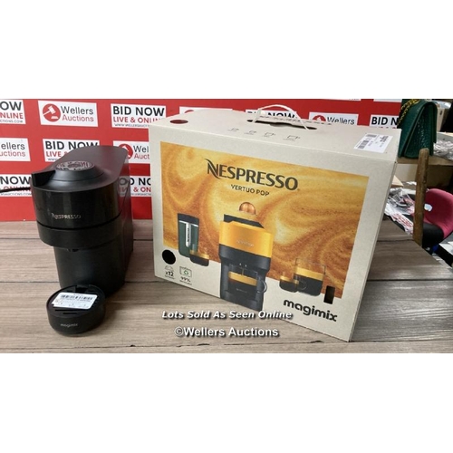 6186 - NESPRESSO BY MAGIMIX VERTUO POP CAPSULE COFFEE MACHINE IN BLACK - 11729 / POWERS UP / SIGNS OF USE /... 